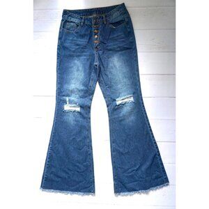 NYK Bell Bottom Flare Jeans Ripped High Rise - Size M, NWOT